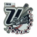 Silver pin with players numbers on baseballs