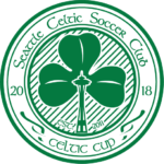 Pin for the Seattle Celtic Soccer club. This pin would use green painted metal and white fill.